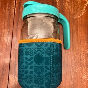 Snarky Tea Neoprene Cover Sleeve 64 oz Compatible Mason Jar Teal With Handle